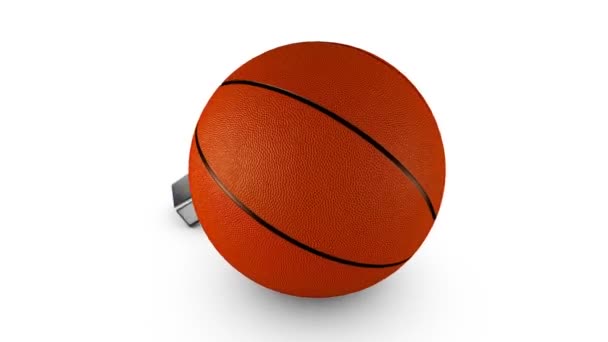 Свисток Судьи Баскетбольный Мяч Рендеринг — стоковое видео