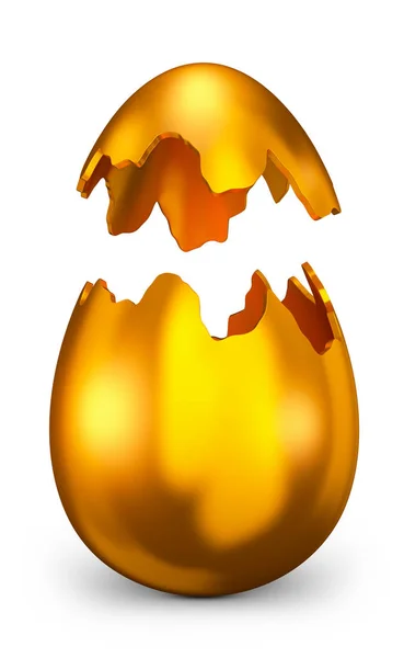 Разбитое золотое яйцо — стоковое фото