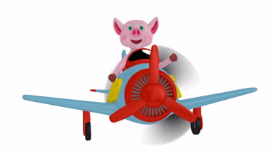 Piglet bir uçak ile beyaz bir arka plan üzerinde bir yazıt 2019.