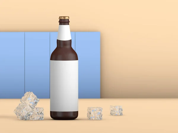 Garrafa de cerveja e gelo — Fotografia de Stock