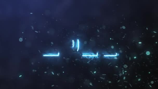 Number 2021 Consisting Plasma Smoke Background Falling Snowflakes Render — Stockvideo