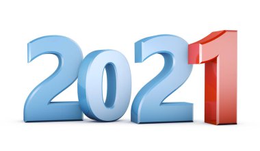 Beyaz arka planda 2021 ses ölçüsü figürleri. 3d oluşturma.