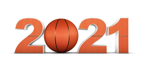 Bola Basquete Inscrição Volumétrica 2021 Renderização — Fotografia de Stock