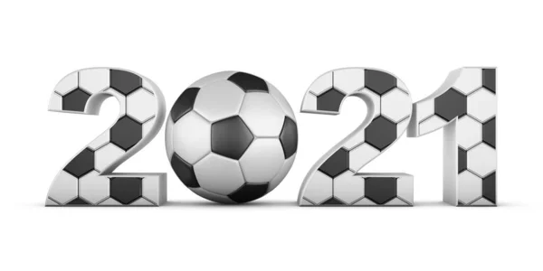 Soccer Ball Volumetric Inscription 2021 Render — Stock Photo, Image