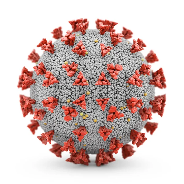 Covid Virüsünün Beyaz Arka Planda Yakın Plan Görüntüsü Hazırlayıcı — Stok fotoğraf