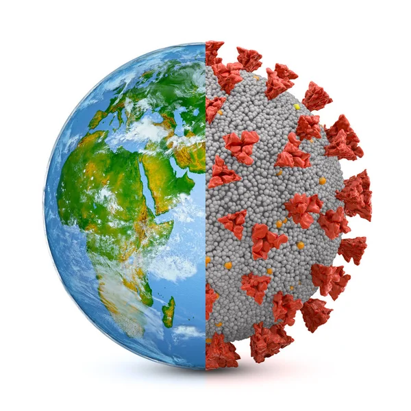 Symbiosis Planet Earth Coronavirus Covid Renderizado — Foto de Stock