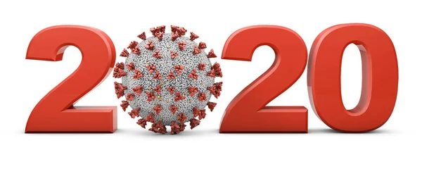 Figuras Volumétricas 2020 Coronavírus Covid Sobre Fundo Branco Renderização — Fotografia de Stock