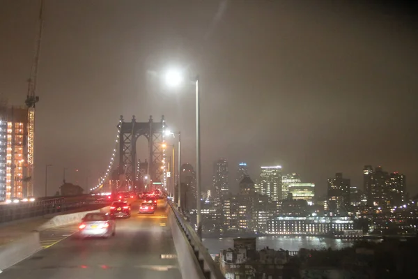 Puente Brooklyn Nueva York Noche — Stockfoto