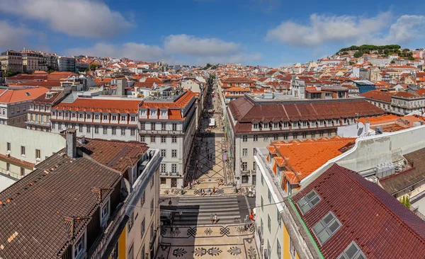 Veduta aerea di Rua Augusta Street nel quartiere Baixa di Lisbo — Foto Stock