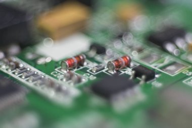 Makro görünümü elektronik baskılı devre kartları bir HDD tonlarında