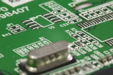 Makro görünümü elektronik baskılı devre kartları bir HDD tonlarında