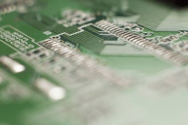 Makro görünümü elektronik baskılı devre kartları bir HDD tonlarında