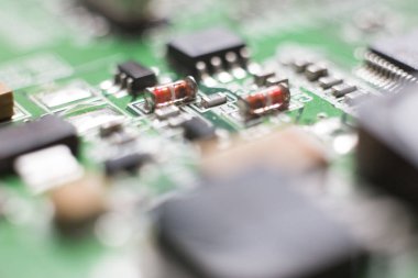 Makro görünümü elektronik baskılı devre kartları bir HDD tonlarında