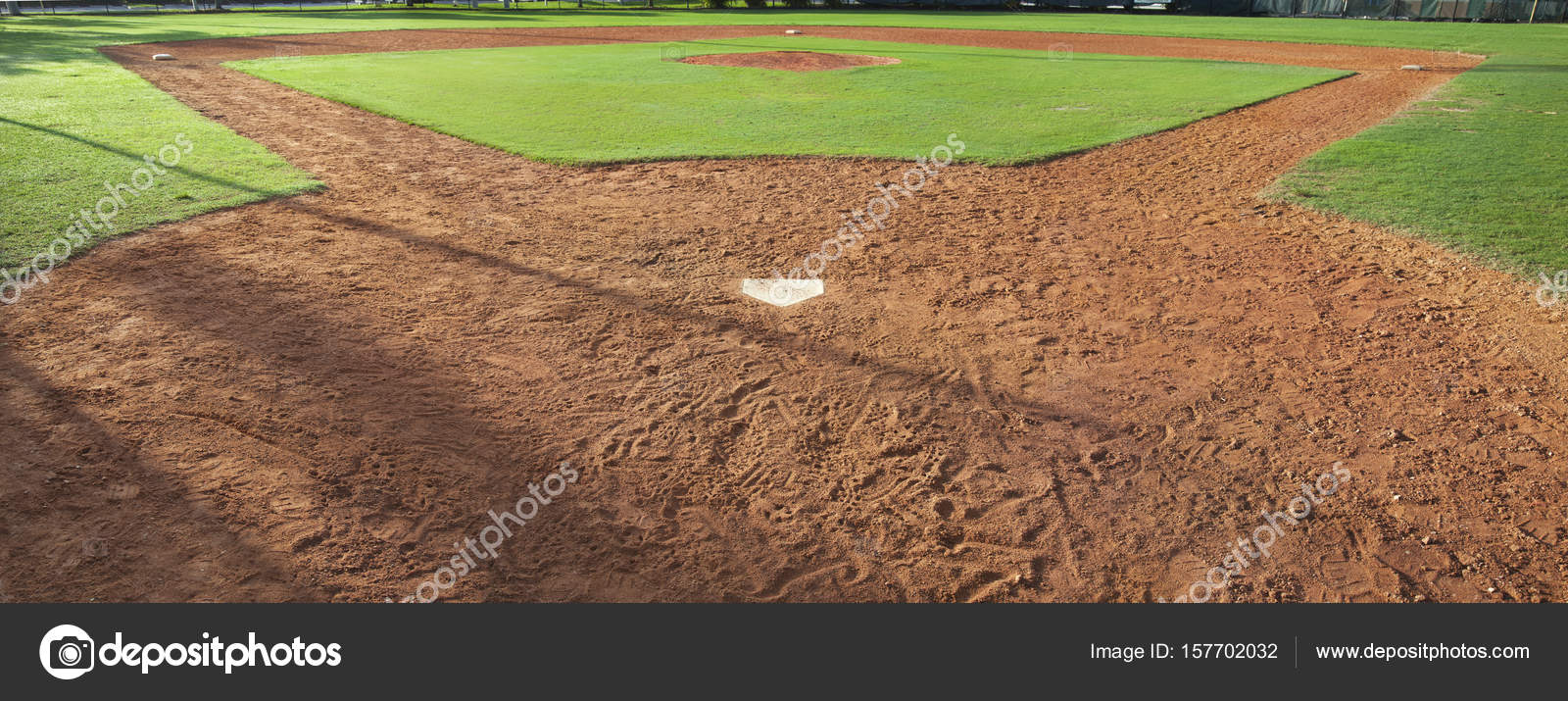 Youth baseball field viewed from behind home plate Stock Photo by