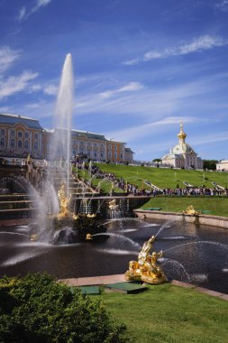 Çeşmeler Grand Cascade adlı Peterhof Palace, St. Petersburg, Rusya Federasyonu