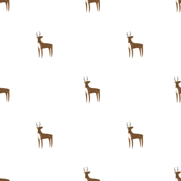 Deer Seamless Pattern Isolated White Background Scandinavian Illustration Winter Flat — Stock Photo, Image