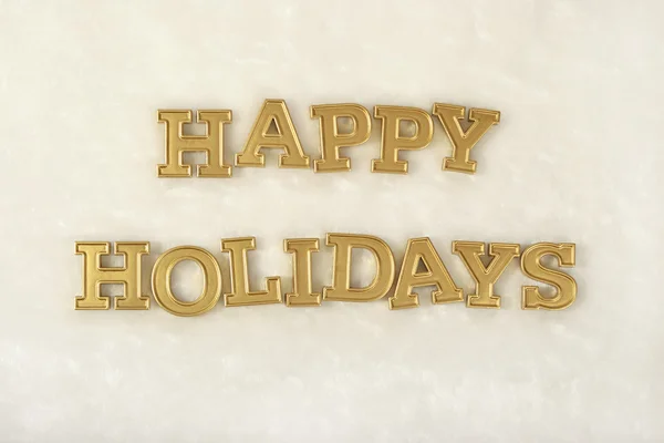 Frohe Feiertage goldener Text auf weißem Papier — Stockfoto