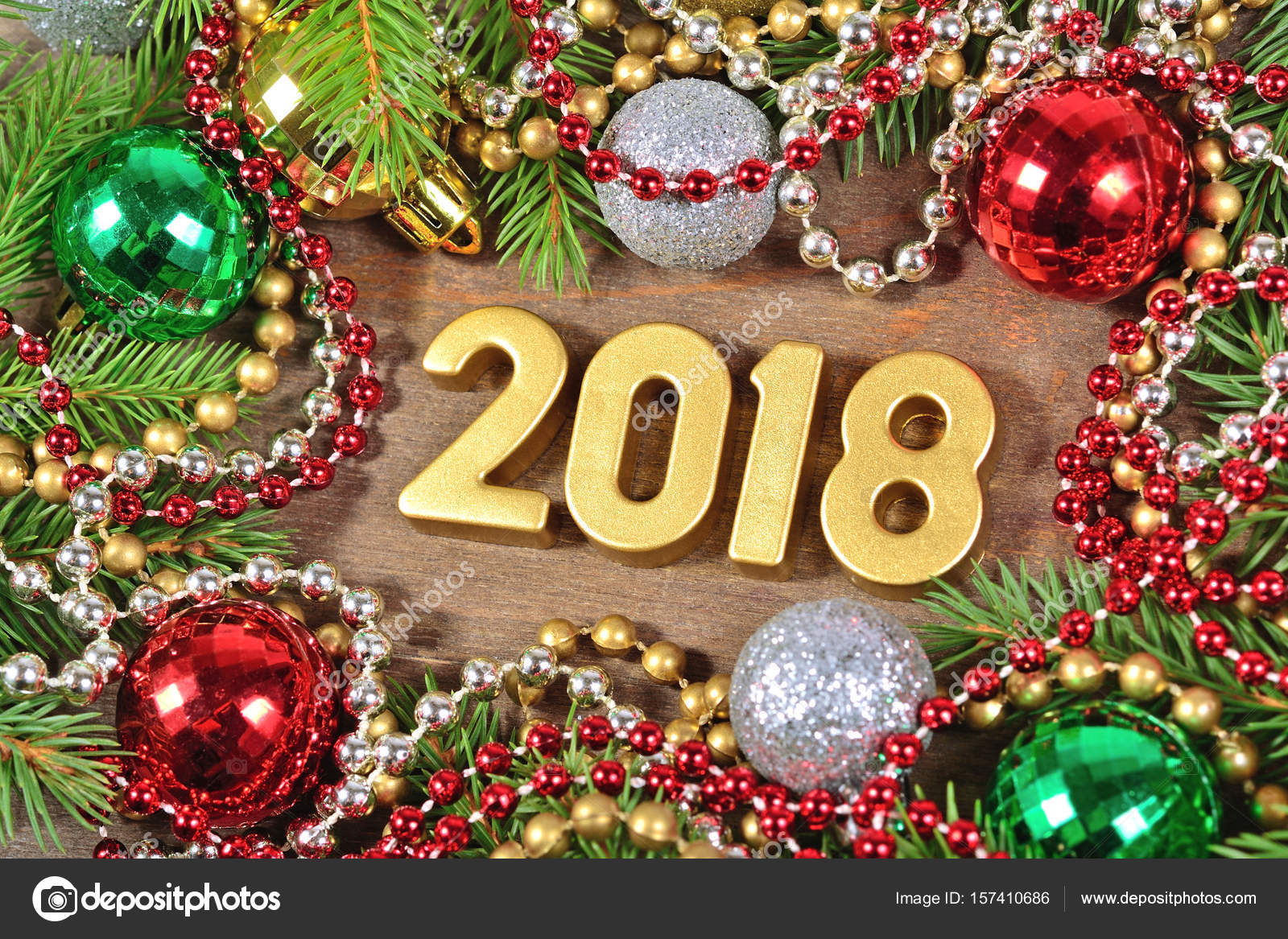 2018 year golden figures and Christmas decorations — Stock ... 2018 year golden fig