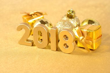 2018 yıl altın rakamlar ve Noel süsleri