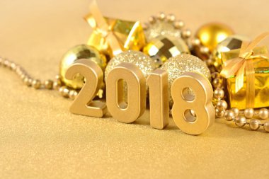 2018 yıl altın rakamlar ve Noel süsleri