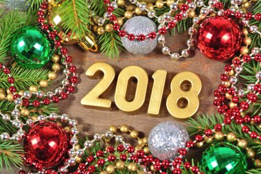 2018 yıl altın rakamlar ve Noel süsleri 