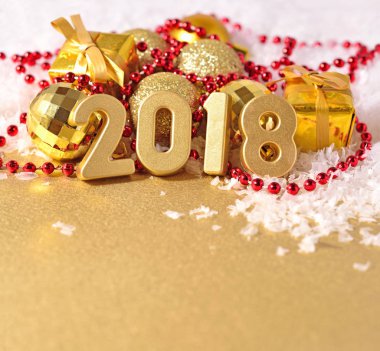 2018 yıl altın rakamlar ve Noel süsleri 