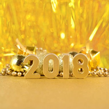 2018 yıl altın rakamlar bokeh arka plan üzerinde