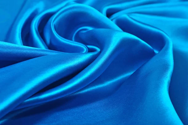Natural blue satin fabric texture background — Stock Photo, Image