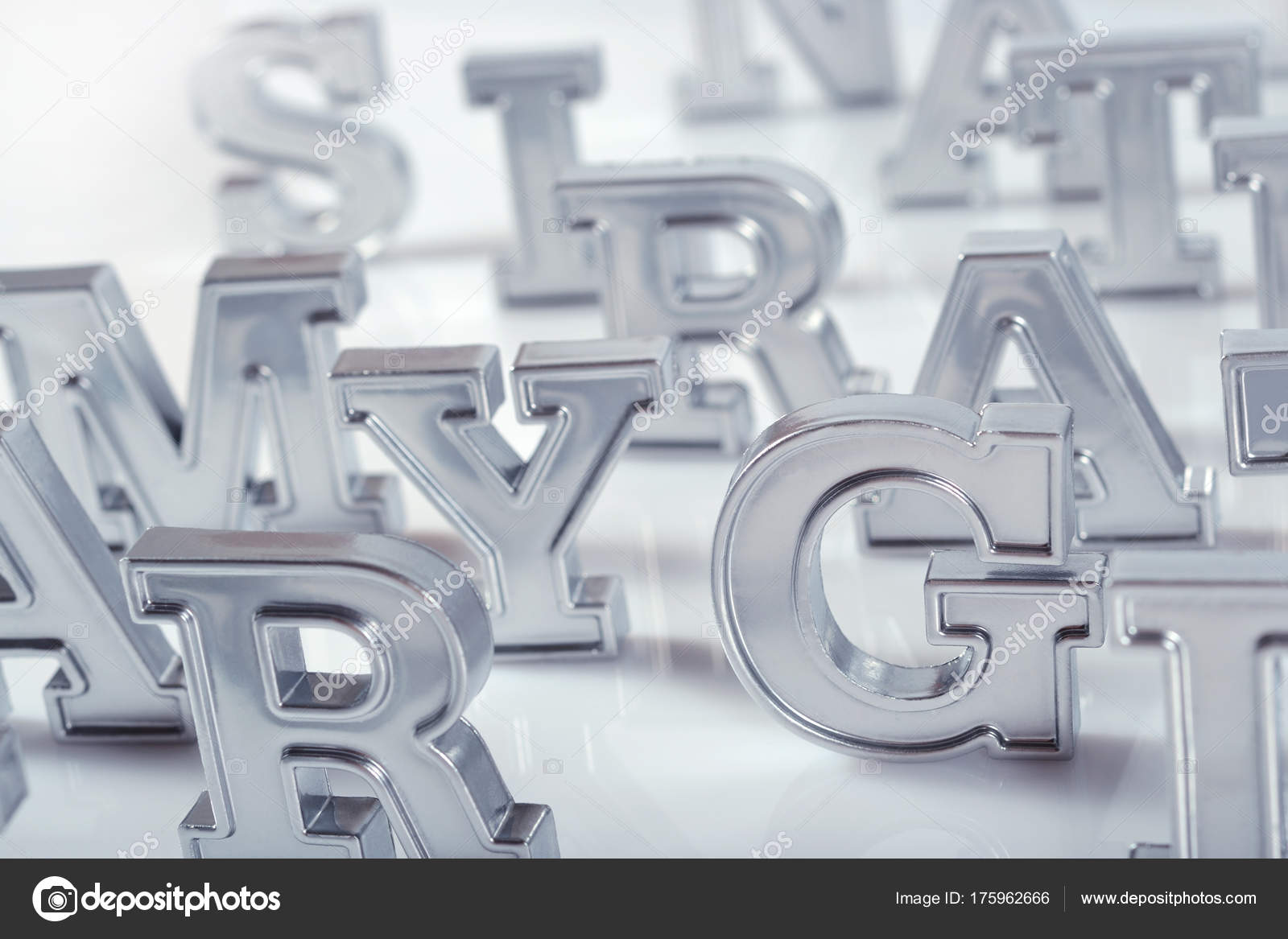 Silver Alphabet Letters Close Up On A White Stock Photo C Sveta615 175962666