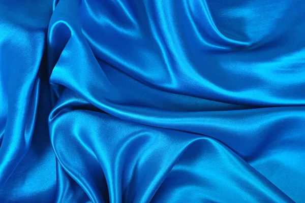 自然の青いサテンの布テクスチャ背景 ストックフォト