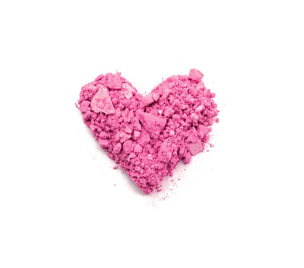 Heart shaped crushed eyeshadows isolated on white background — Stock Photo, Image