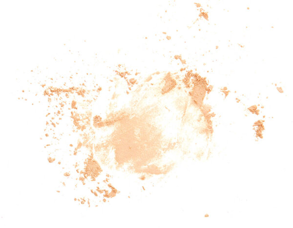 crumbled natural powder make up on white background