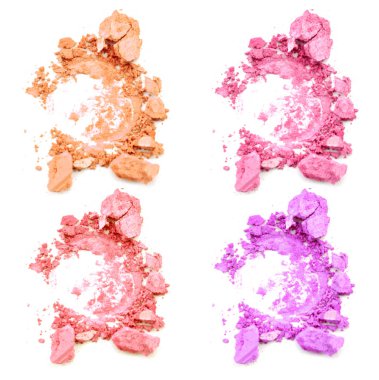 Kozmetik ve makyaj toz Beyaz arka plan üzerinde izole kümesi