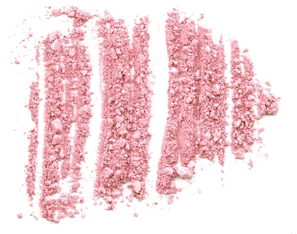 Potere cosmetico schiacciato rosa su bianco . — Foto Stock