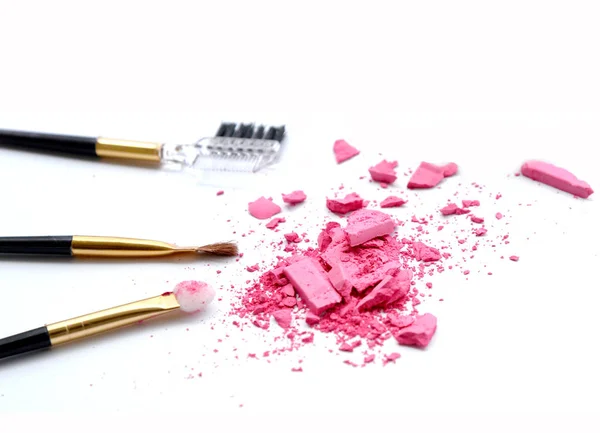 Pink eyeshadow and face powder - make-up — Stock Photo, Image