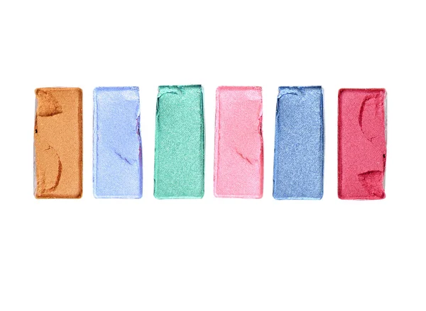Colorful various eyeshadows isolated on white background — Stock Photo, Image