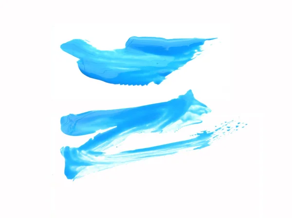 Blue acrylic paint frame/blot. Pure white background. — Stock Photo, Image