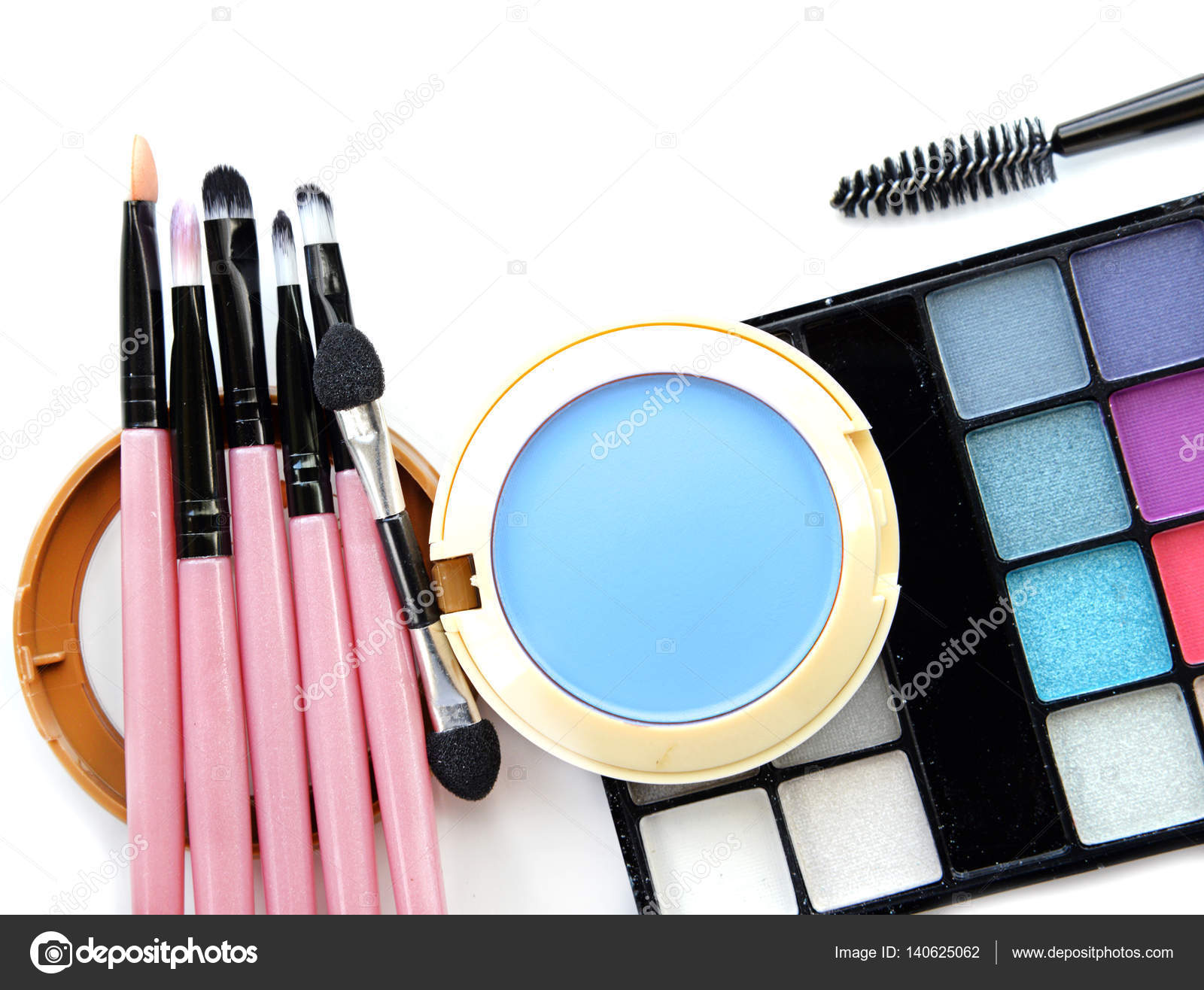 Cosmetics And Makeup Tools For Professional Make A Top View On A