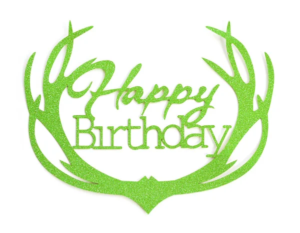 緑のキラキラ効果、白い背景で隔離のレタリング誕生日手. — ストック写真