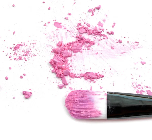 Rosa make up colore con pennello, schiacciato make up colore . — Foto Stock