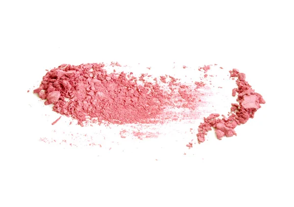 Ombretto rosa corallo e blush spalmato isolato su sfondo bianco — Foto Stock