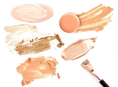 Kolaj kozmetik Vakfı beyaz arka plan üzerinde. Güzellik ve makyaj kavramı.