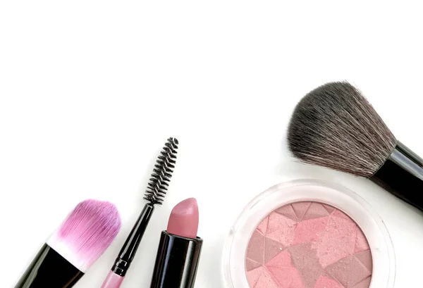 Professional makeup collection and tools isolate on white. — Stock Photo, Image