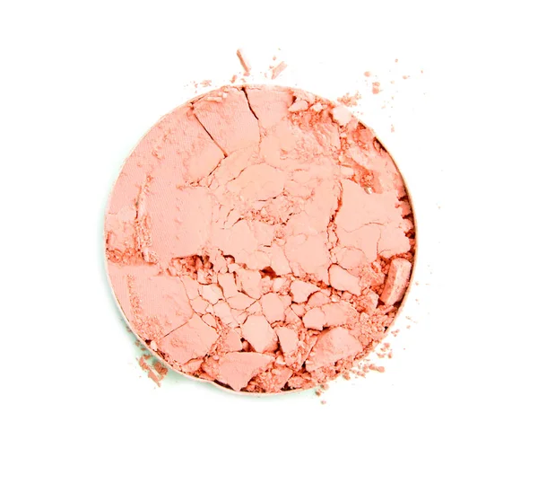 Polvo redondo rosa estrellado para maquillaje como muestra de producto cosmético aislado sobre fondo blanco — Foto de Stock