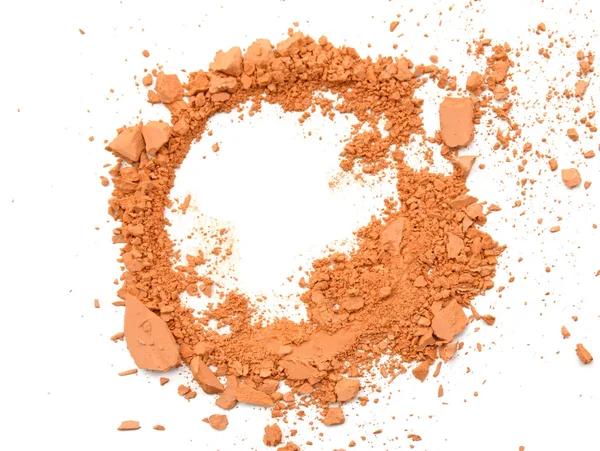 Kosmetiska pulver orange krossade Rouge palett isolerad på vit — Stockfoto