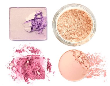 göz farı ve yüz pudrası beyaz izole.