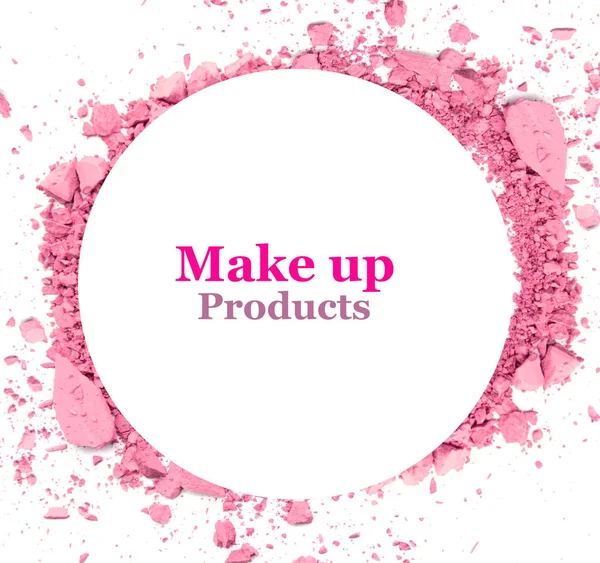 Make-up Puder Banner mit Text isoliert auf weißem Hintergrund. — Stockfoto