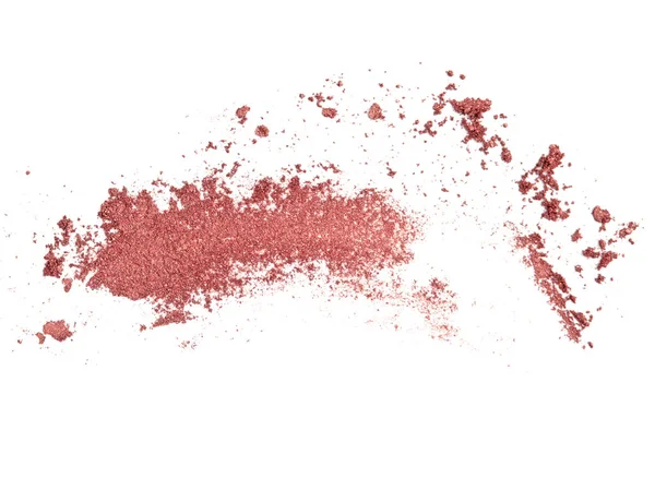 Różowy Koral cień do powiek i rumieniec rozmazany na białym tle — Zdjęcie stockowe
