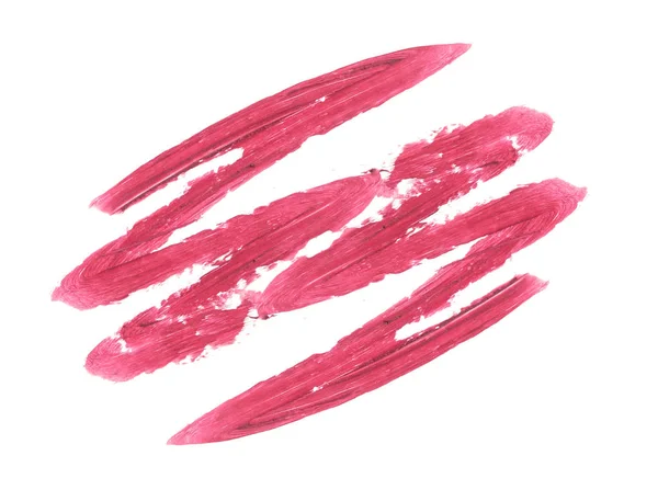 Pink lipstick smudged isolate on white.