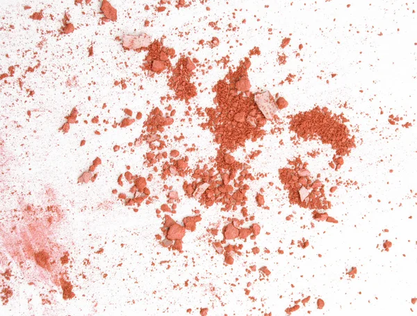 Fard à paupières orange dispersé et blush isolé sur fond blanc — Photo